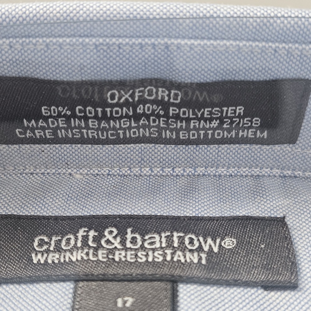 NWT Kraft & Barrow Mens Dress Shirt Size 17 32/33 Button Up wrinkle Resistant. - Picture 2 of 2